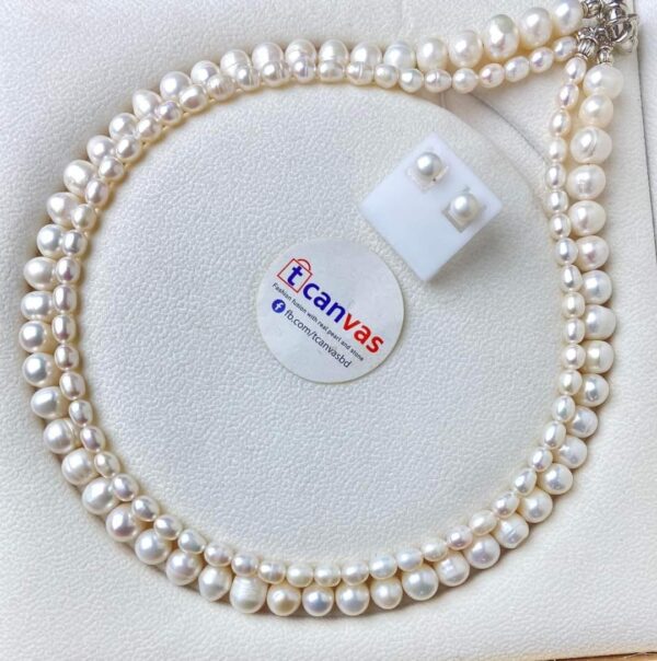 10mm round and 5mm rice pearl - Double layer Pearl necklace