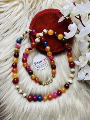 pearl and stone long necklace